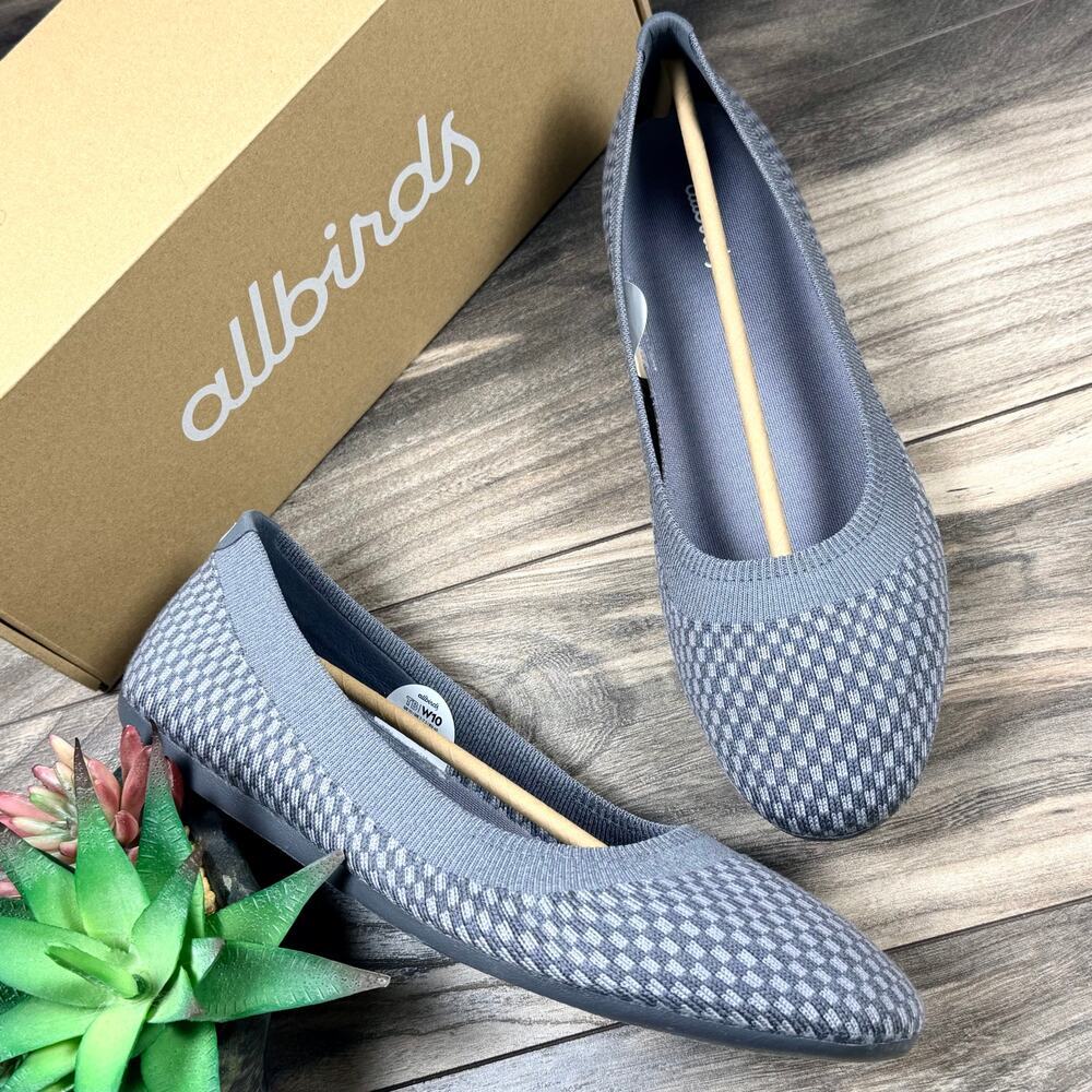 NIB Allbirds 10 Tree Breezer Knit Pack Medium Stormy Grey Ballet Flats